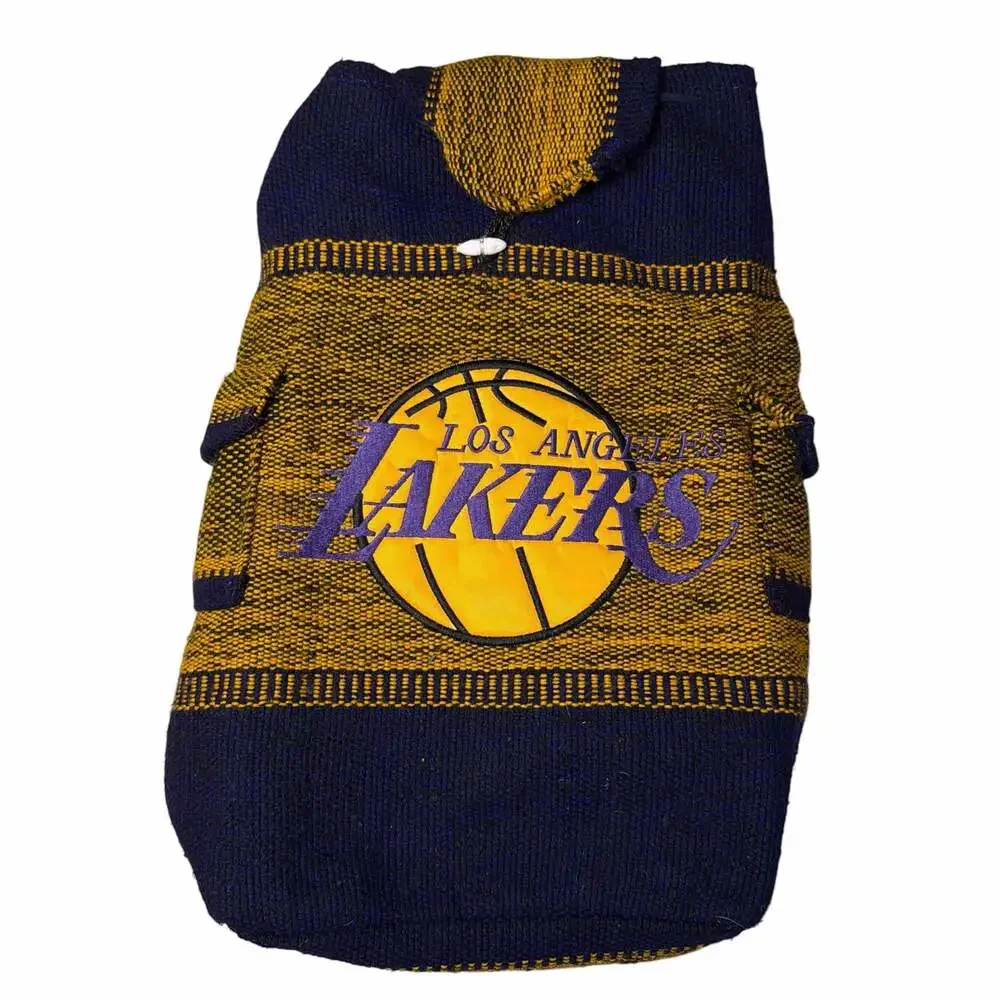 Los Angeles Lakers NBA Woven Serape Style Embroidered Drawstring Backpack Bag